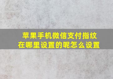 苹果手机微信支付指纹在哪里设置的呢怎么设置