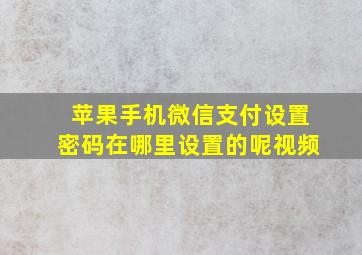 苹果手机微信支付设置密码在哪里设置的呢视频