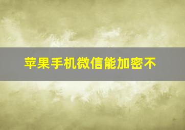 苹果手机微信能加密不