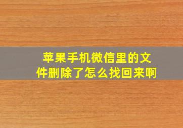 苹果手机微信里的文件删除了怎么找回来啊