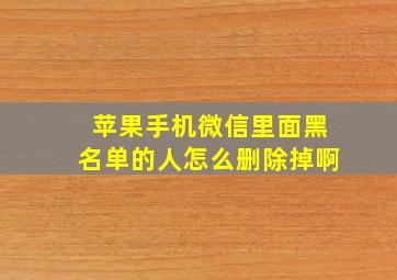 苹果手机微信里面黑名单的人怎么删除掉啊