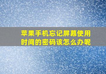 苹果手机忘记屏幕使用时间的密码该怎么办呢