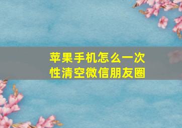 苹果手机怎么一次性清空微信朋友圈