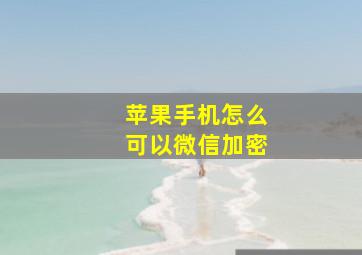 苹果手机怎么可以微信加密