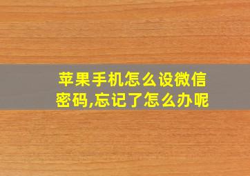 苹果手机怎么设微信密码,忘记了怎么办呢