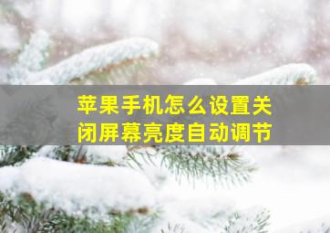 苹果手机怎么设置关闭屏幕亮度自动调节