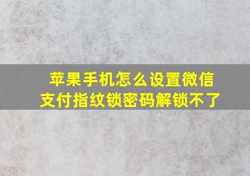 苹果手机怎么设置微信支付指纹锁密码解锁不了