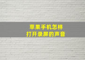 苹果手机怎样打开录屏的声音