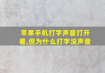 苹果手机打字声音打开着,但为什么打字没声音