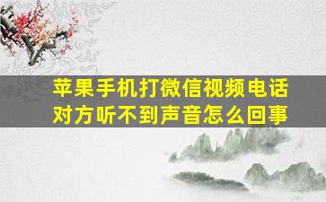 苹果手机打微信视频电话对方听不到声音怎么回事