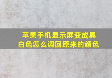 苹果手机显示屏变成黑白色怎么调回原来的颜色