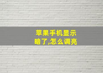 苹果手机显示暗了,怎么调亮