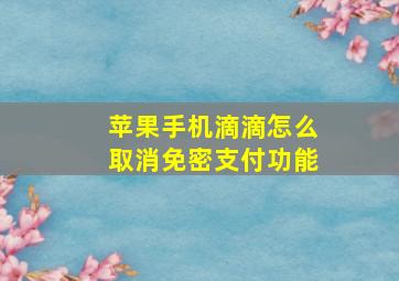 苹果手机滴滴怎么取消免密支付功能