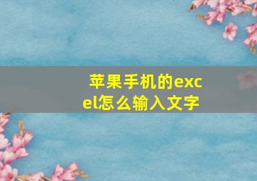 苹果手机的excel怎么输入文字