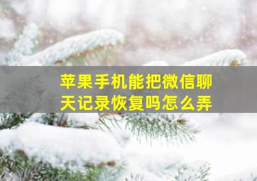 苹果手机能把微信聊天记录恢复吗怎么弄