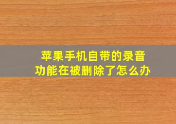 苹果手机自带的录音功能在被删除了怎么办