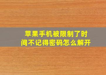 苹果手机被限制了时间不记得密码怎么解开