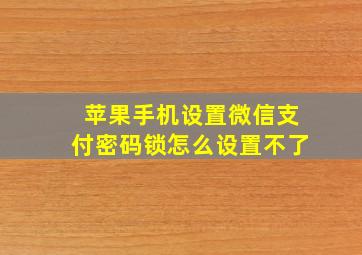 苹果手机设置微信支付密码锁怎么设置不了