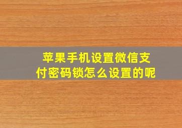 苹果手机设置微信支付密码锁怎么设置的呢