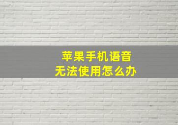 苹果手机语音无法使用怎么办