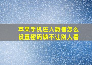 苹果手机进入微信怎么设置密码锁不让别人看