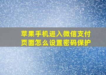 苹果手机进入微信支付页面怎么设置密码保护