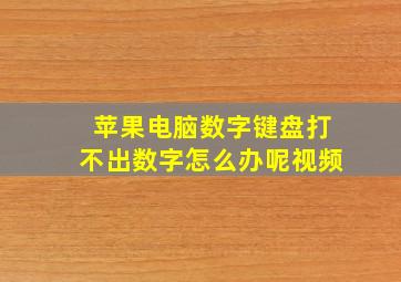 苹果电脑数字键盘打不出数字怎么办呢视频