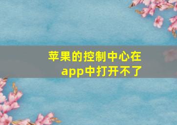 苹果的控制中心在app中打开不了