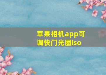 苹果相机app可调快门光圈iso