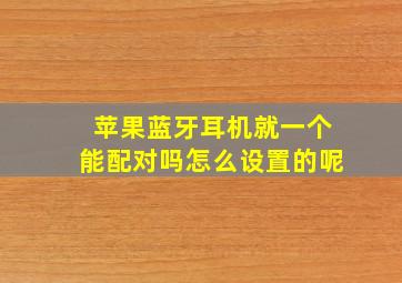 苹果蓝牙耳机就一个能配对吗怎么设置的呢