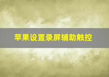 苹果设置录屏辅助触控