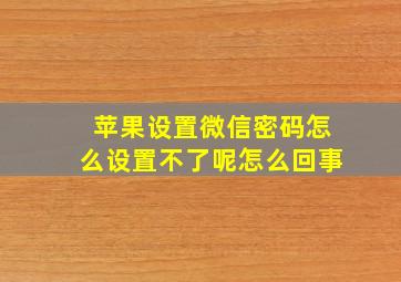 苹果设置微信密码怎么设置不了呢怎么回事