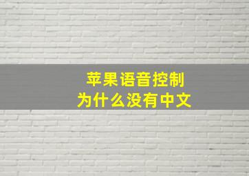 苹果语音控制为什么没有中文