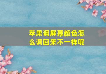 苹果调屏幕颜色怎么调回来不一样呢