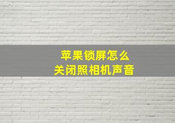 苹果锁屏怎么关闭照相机声音