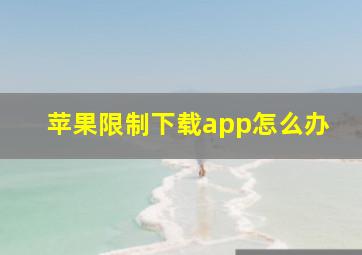 苹果限制下载app怎么办