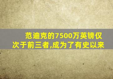 范迪克的7500万英镑仅次于前三者,成为了有史以来