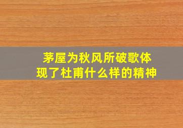 茅屋为秋风所破歌体现了杜甫什么样的精神