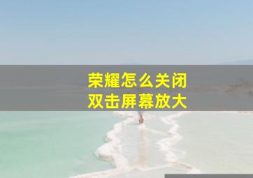 荣耀怎么关闭双击屏幕放大