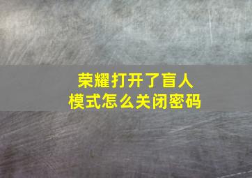 荣耀打开了盲人模式怎么关闭密码