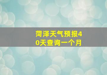 菏泽天气预报40天查询一个月