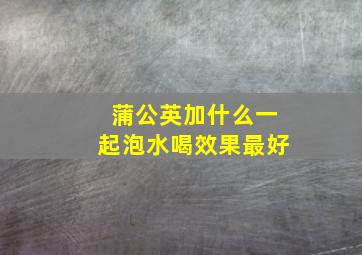 蒲公英加什么一起泡水喝效果最好