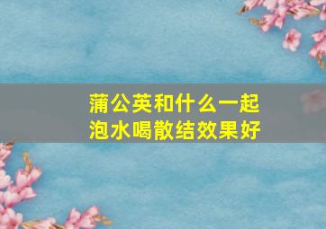 蒲公英和什么一起泡水喝散结效果好