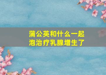 蒲公英和什么一起泡治疗乳腺增生了