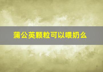 蒲公英颗粒可以喂奶么