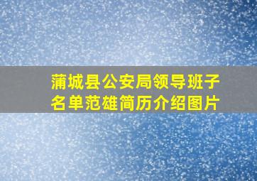 蒲城县公安局领导班子名单范雄简历介绍图片