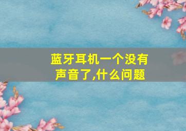 蓝牙耳机一个没有声音了,什么问题