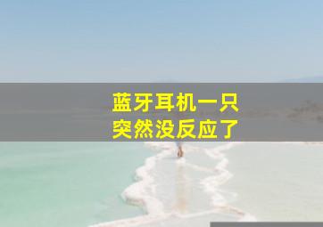 蓝牙耳机一只突然没反应了