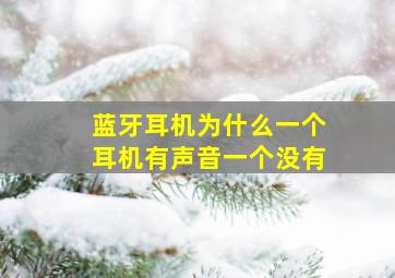 蓝牙耳机为什么一个耳机有声音一个没有