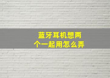 蓝牙耳机想两个一起用怎么弄